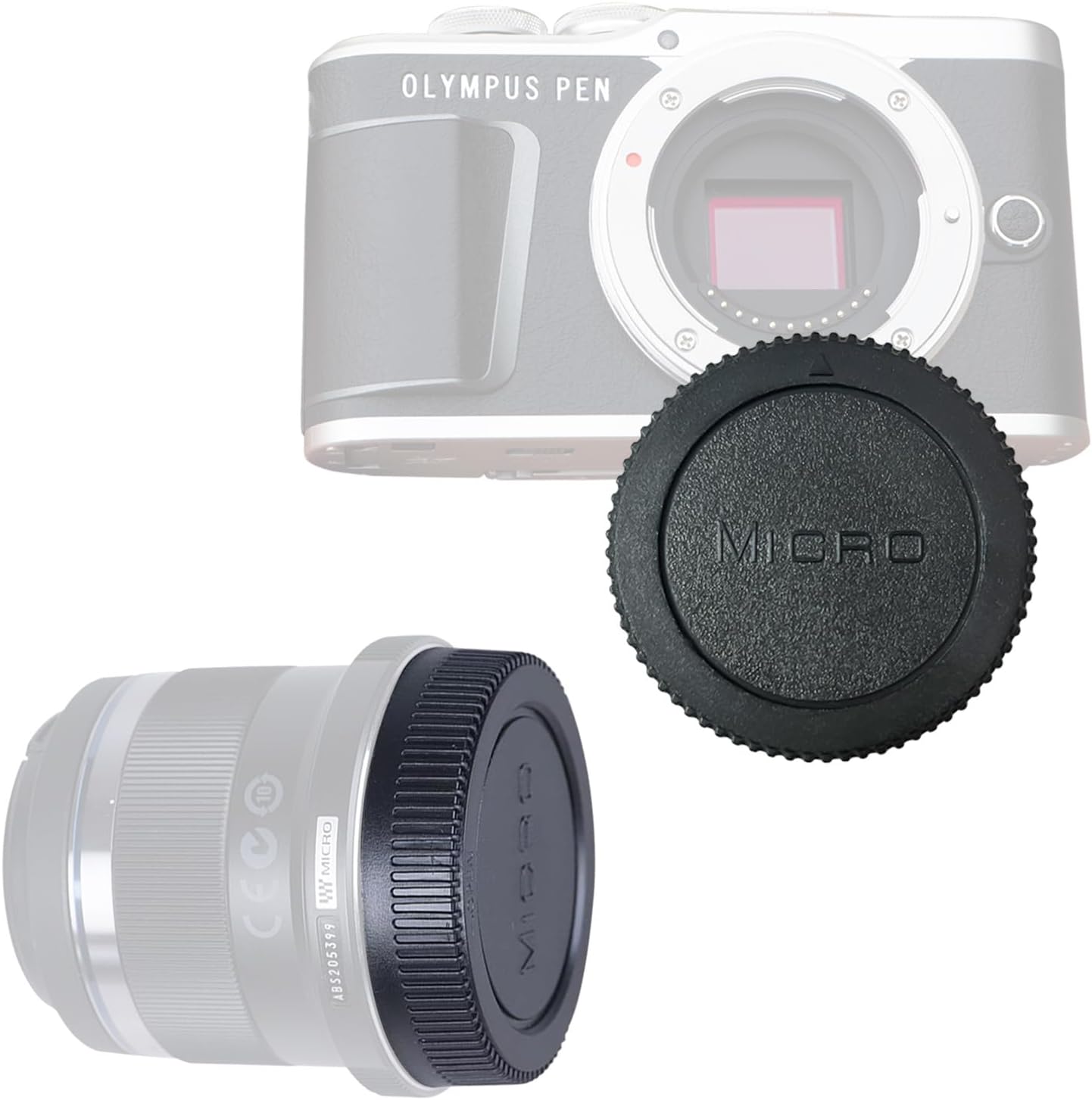 Camera Body and Rear Lens Caps for Micro Four Thirds (M4/3): Compatible with E-M5, E-P1, E-P2, E-P3, E-P5, E-PL1 and select M.Zuiko lenses