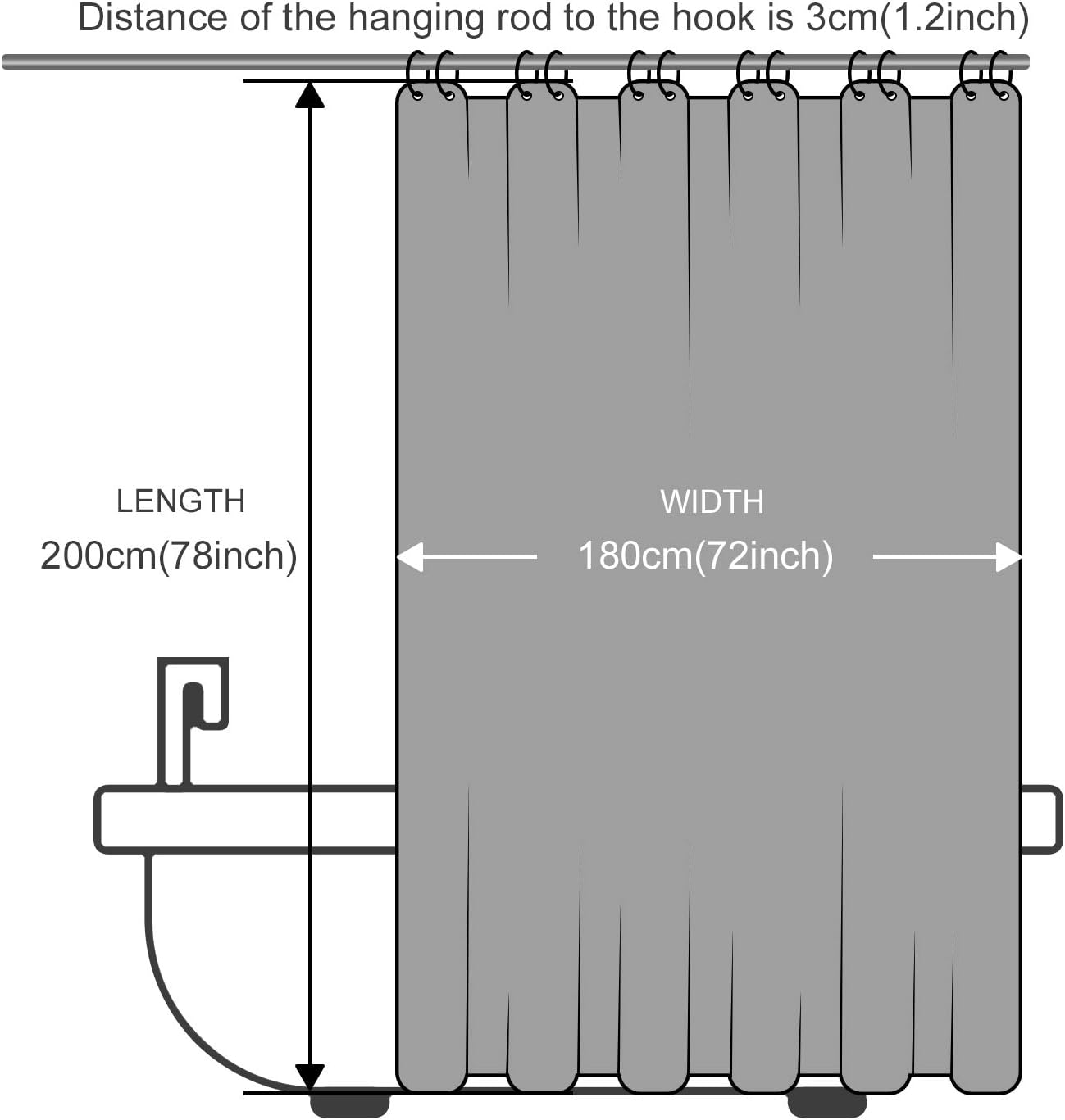 Thumbnail 5 de Furlinic Tende Doccia 180x200 cm grigio scuro