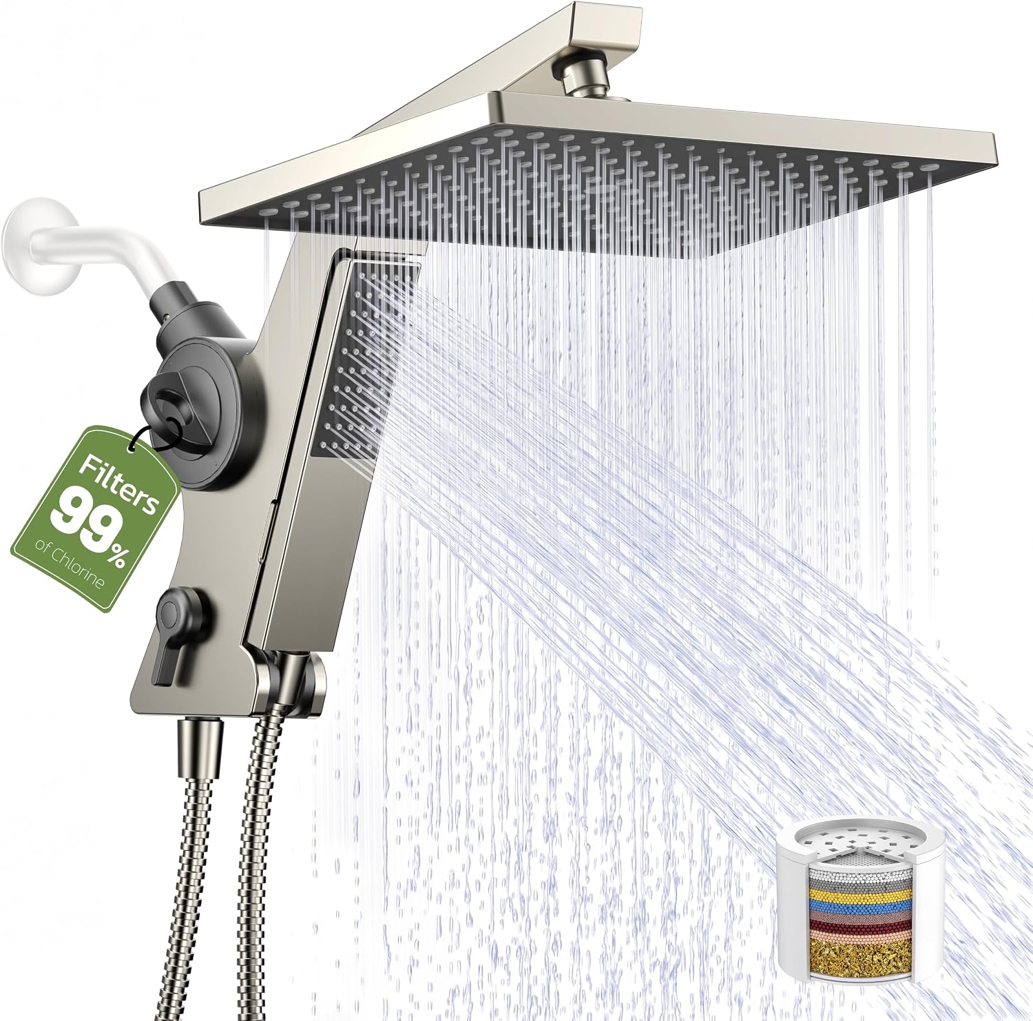 Detalle de JDO Rain Shower Head Combo, 12-Inch
