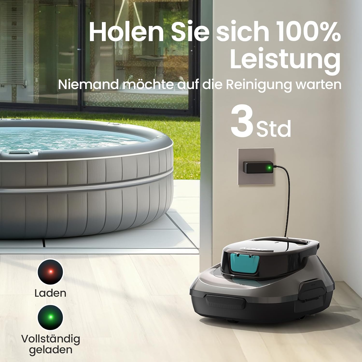 Thumbnail 6 de AIPER Kabelloser Poolroboter Seagull 800B mit Akku (90 Min Laufzeit), Doppelantrieb & Selbstparkfunktion