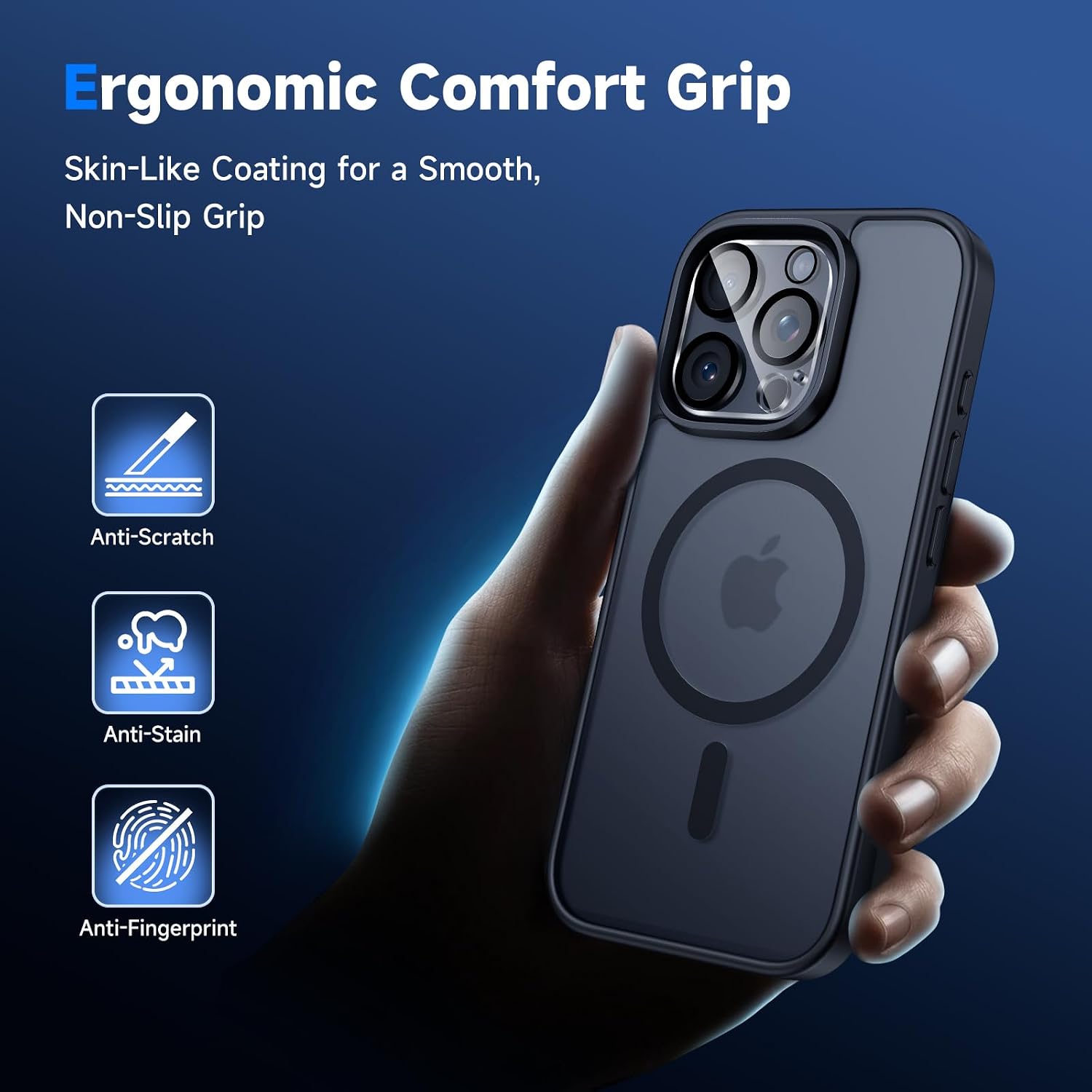 Detalle 2 de seacosmo 5 in 1 Magnetic Case for iPhone 16 Pro – 360° Protection with 2x HD Screen Protectors and 2x Camera Lens Protectors