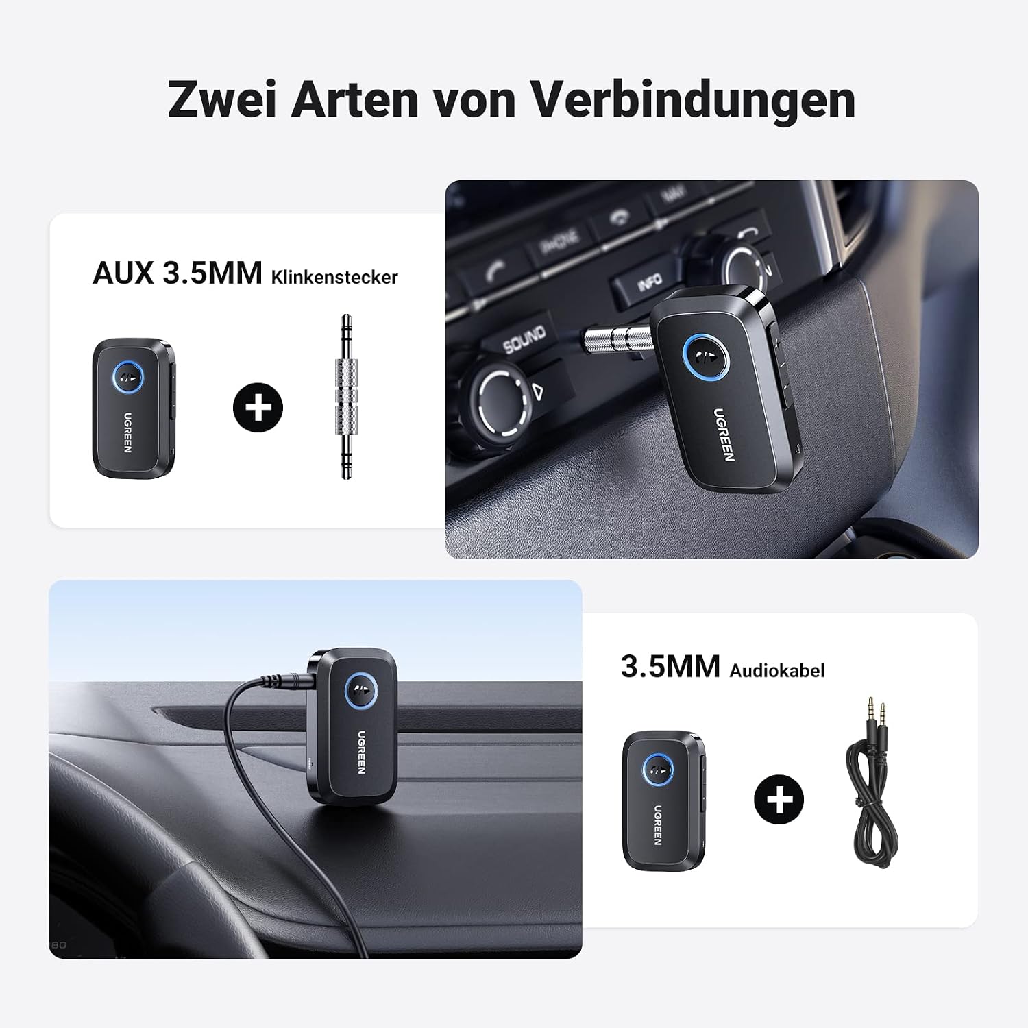 Thumbnail 4 de UGREEN Aux Bluetooth Adapter Auto 15 Stunden
