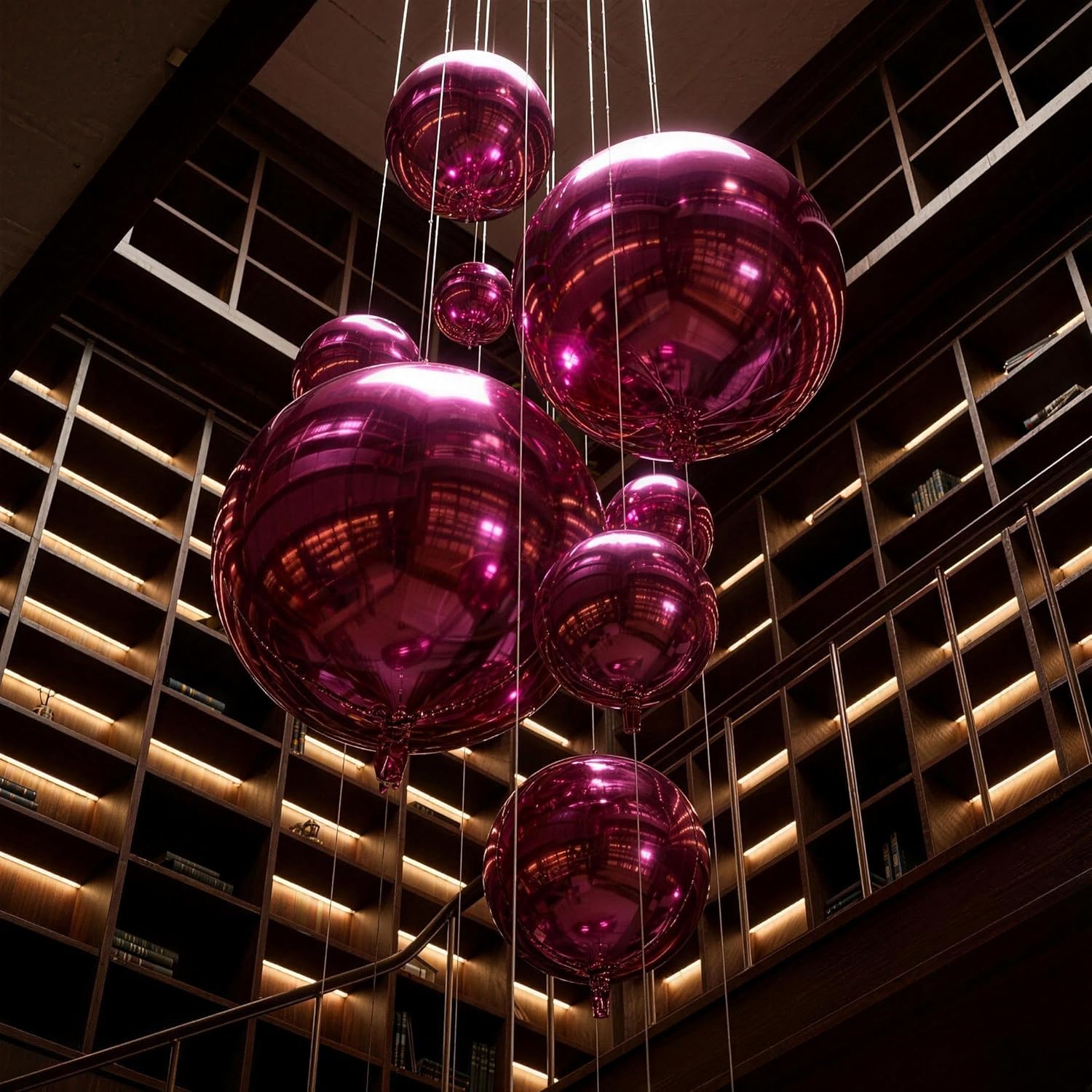 Thumbnail 4 de Lot de 10 grands ballons ronds géants en aluminium 4D YuBeiKoo – rouge fuchsia