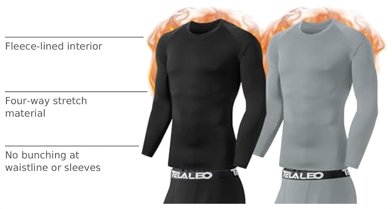 Detalle 2 de TELALEO 2-Set Men's Fleece-Lined Thermal Underwear, 4-Way Stretch