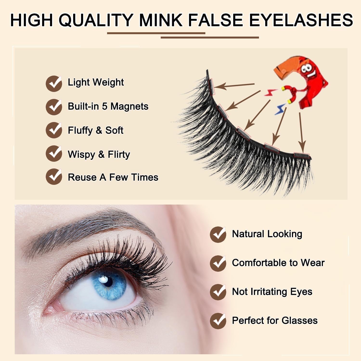 Thumbnail 3 de Chiosa Magnetische Wimpern (ohne Eyeliner) – 3D Fake Magnetic Lashes Set mit Zange, wiederverwendbar (Schwarz)