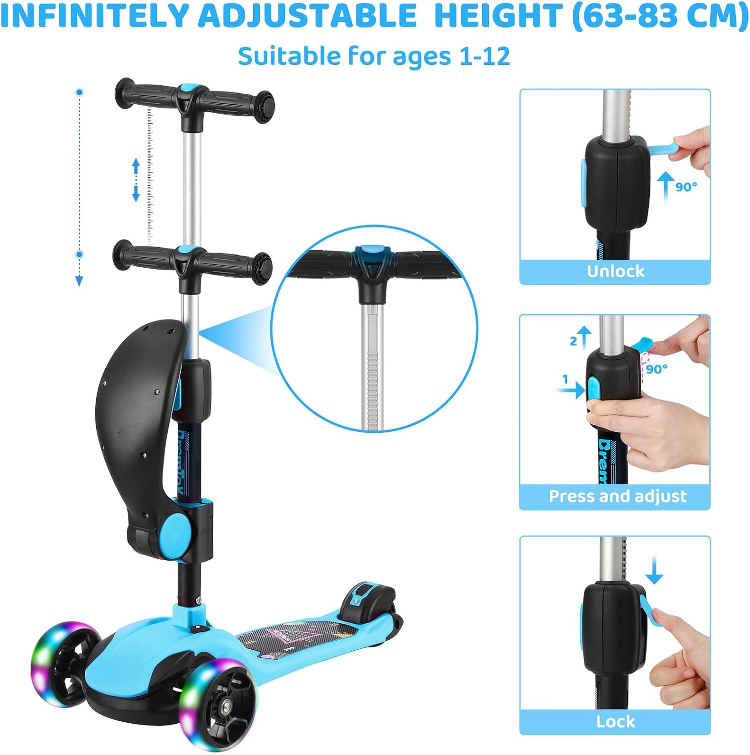 Detalle 2 de BremToy Roller Kinder mit Sitz Blau