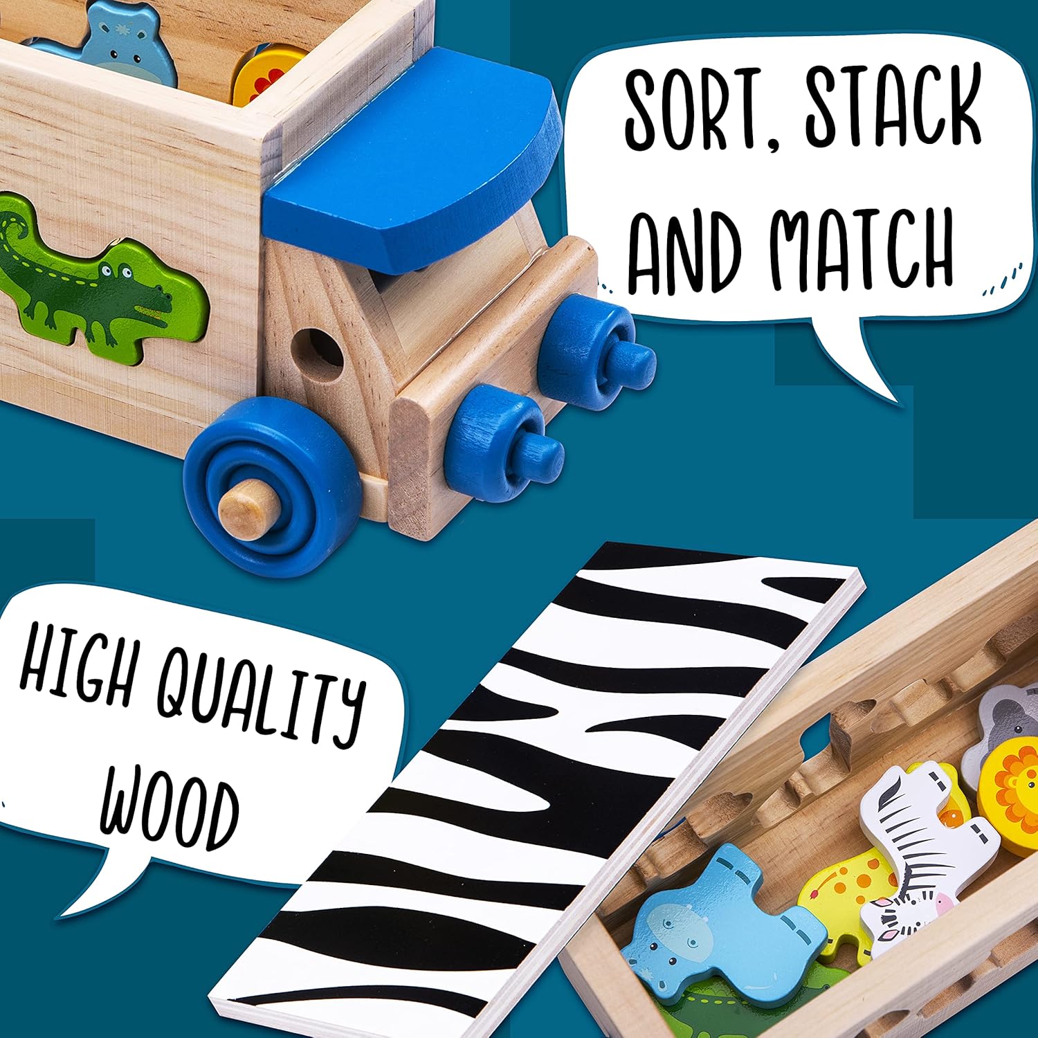 Detalle 2 de Jaques of London Wooden Shape Sorter 6 animals