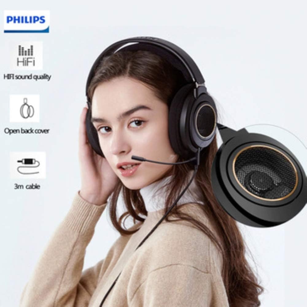 Detalle de PHILIPS SHP9600/MB Open-Back Over-Ear Headphones with Detachable Mic