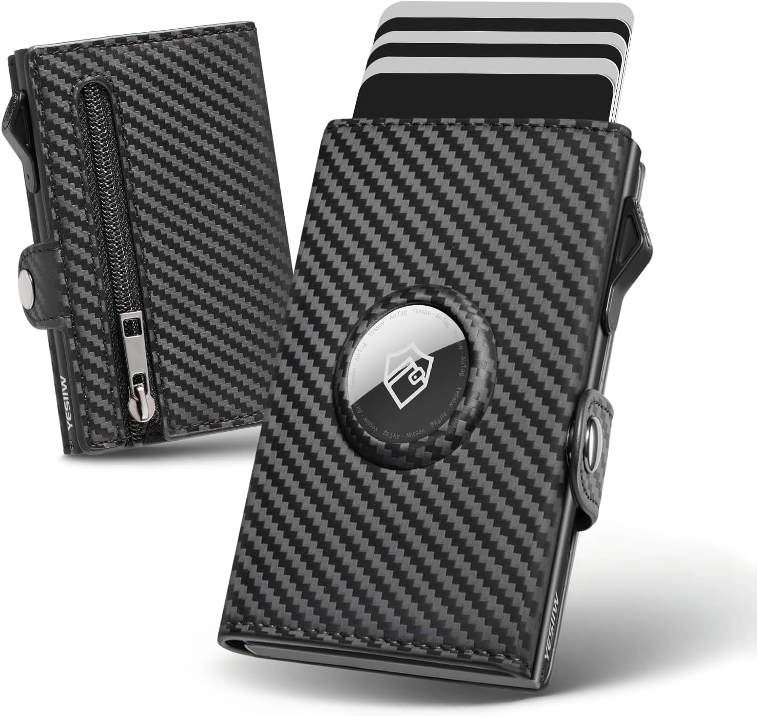 Detalle de Portafoglio Airtag Slim Carbon Nero 12 Carte