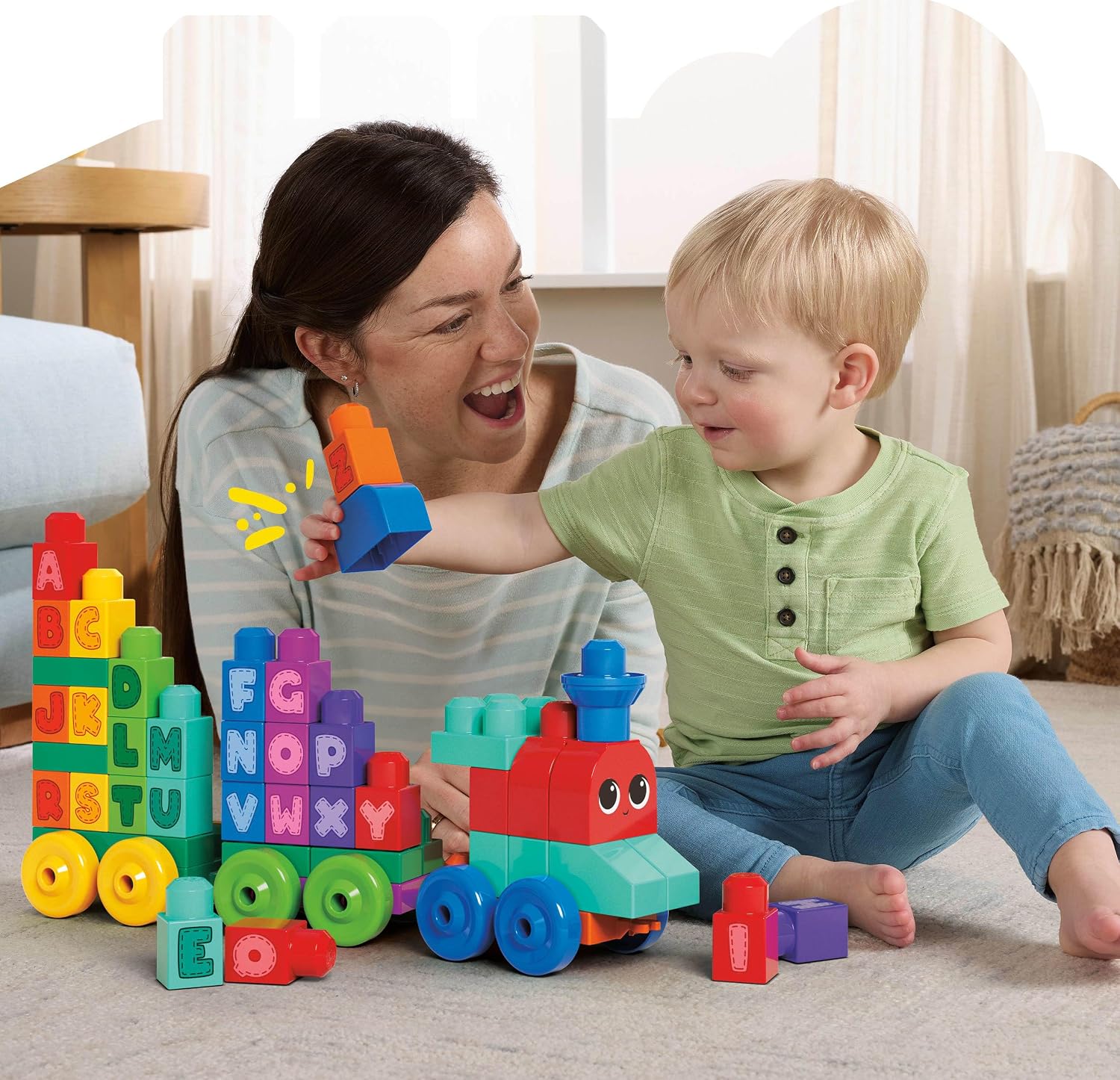 Detalle de MEGA BLOKS DXH35 アルファベット列車ブロックセット 60ピース・A〜Z対応