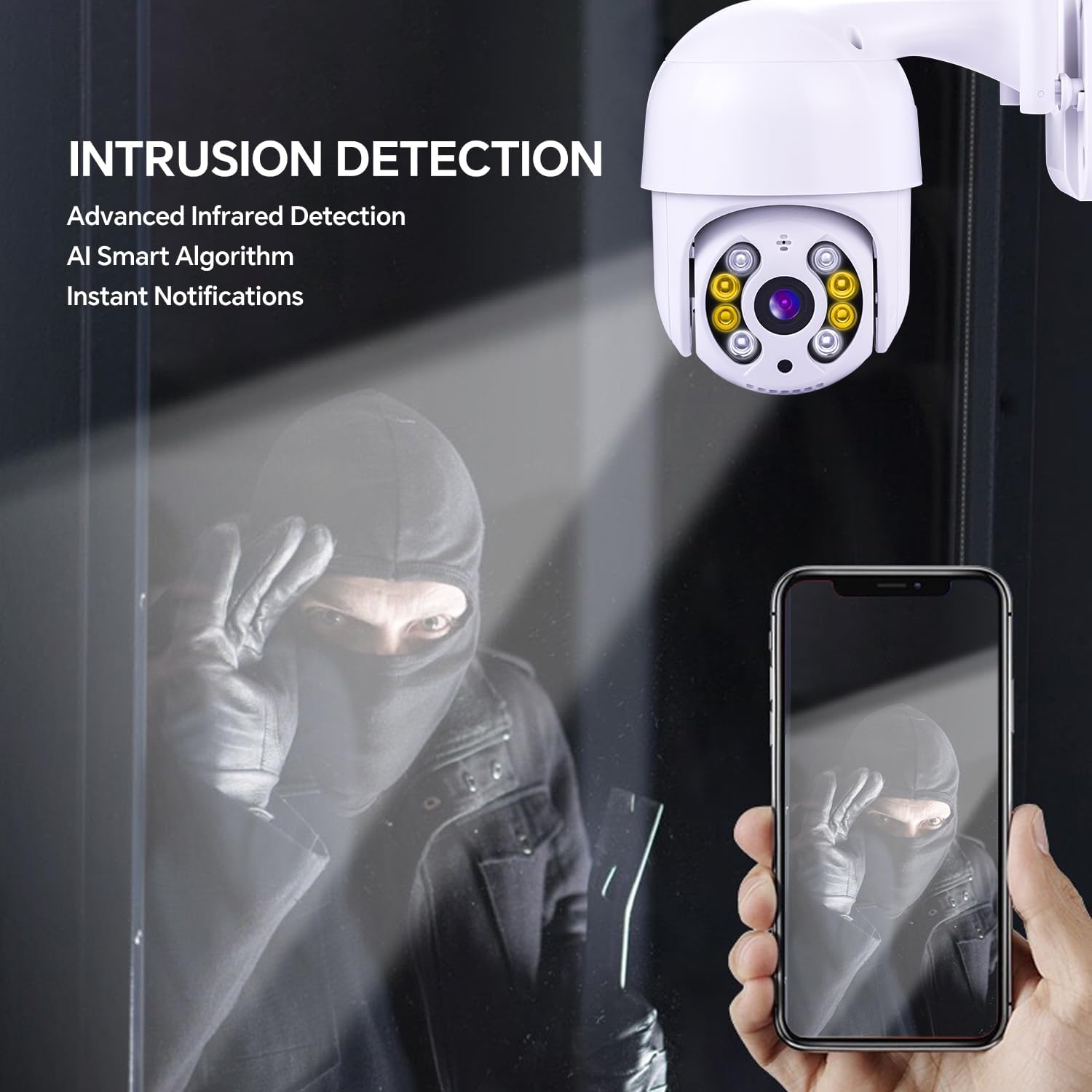 Thumbnail 5 de New Flash 3MP WiFi Security Camera Outdoor with Pan-Tilt 360° view, colour night vision and 2-way audio