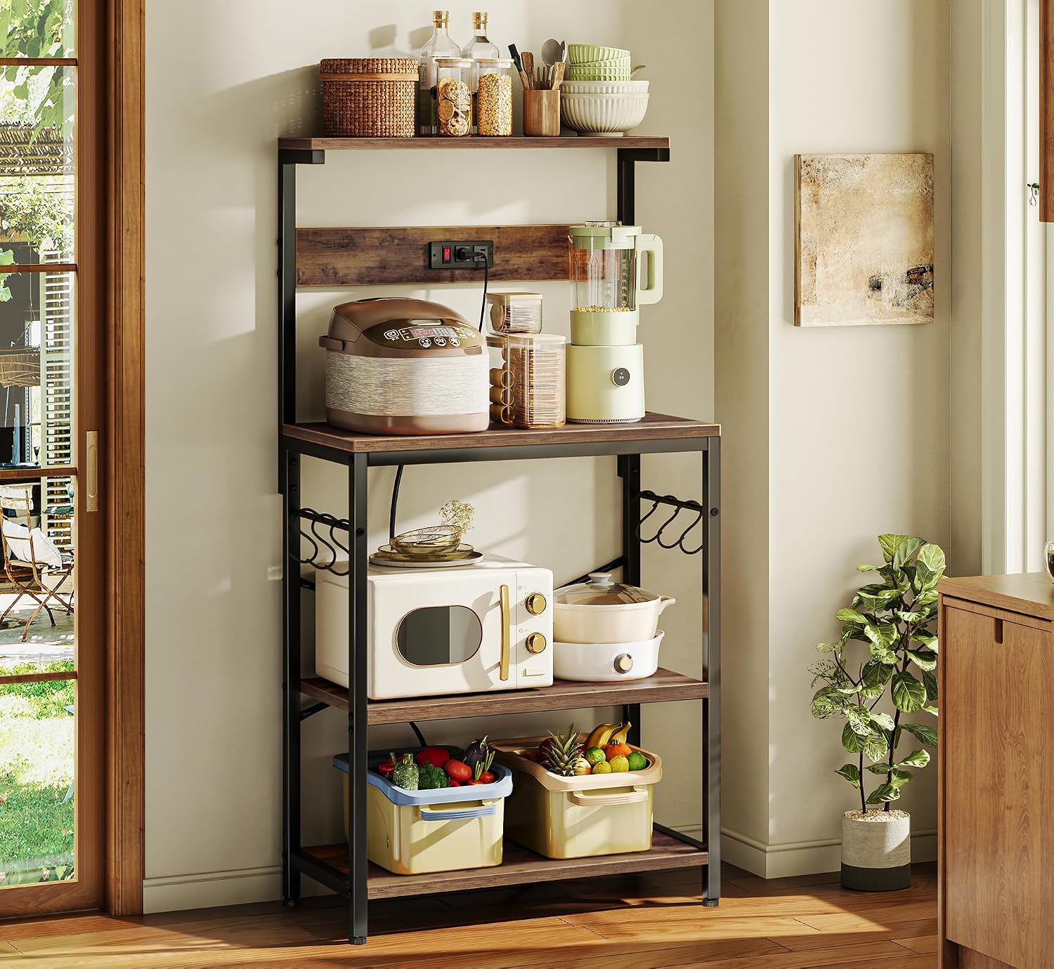 Detalle 2 de SUPERJARE Bakers Rack with Outlet ⚙