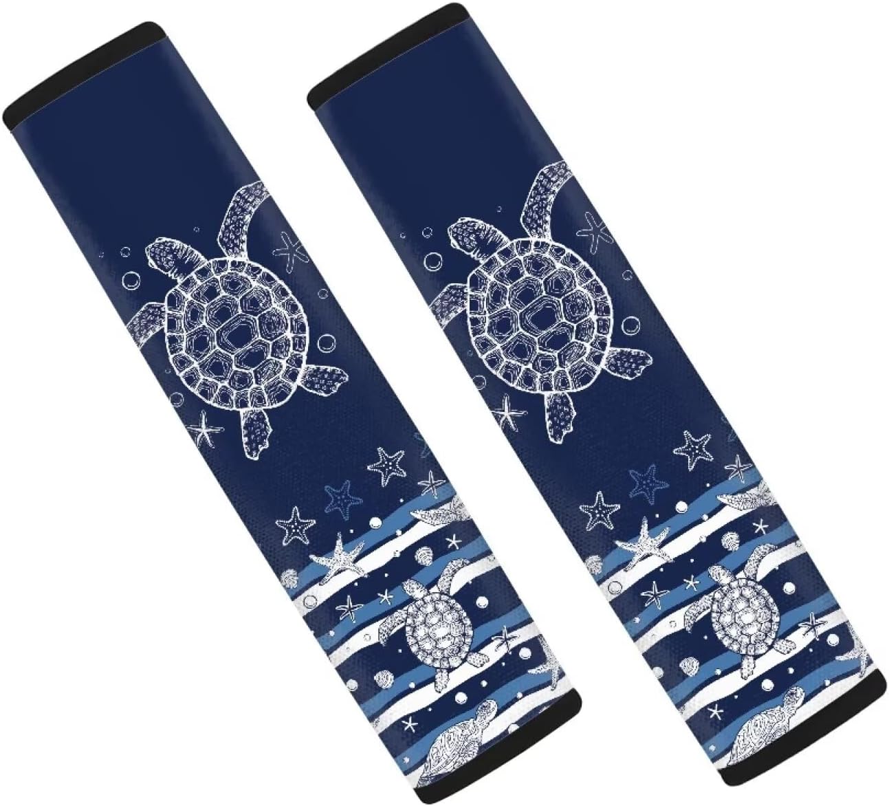 Wanyint Sea Turtle Starfish Navy Blue Seat Belt Pads (2 Pack) – Comfortable Shoulder Coverage for Car Seats and Bags