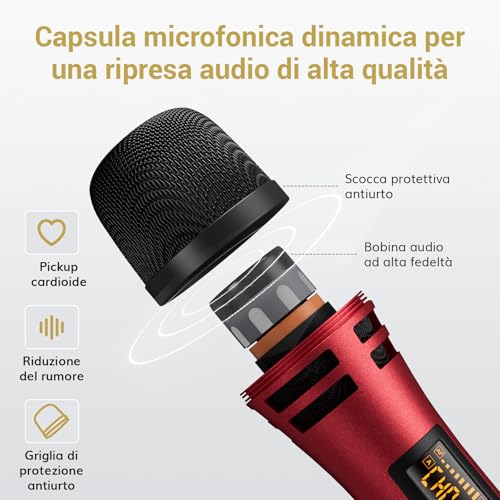 Detalle de TONOR TW350 Microfono Wireless Dinamico – Sistema professionale UHF a 60 m
