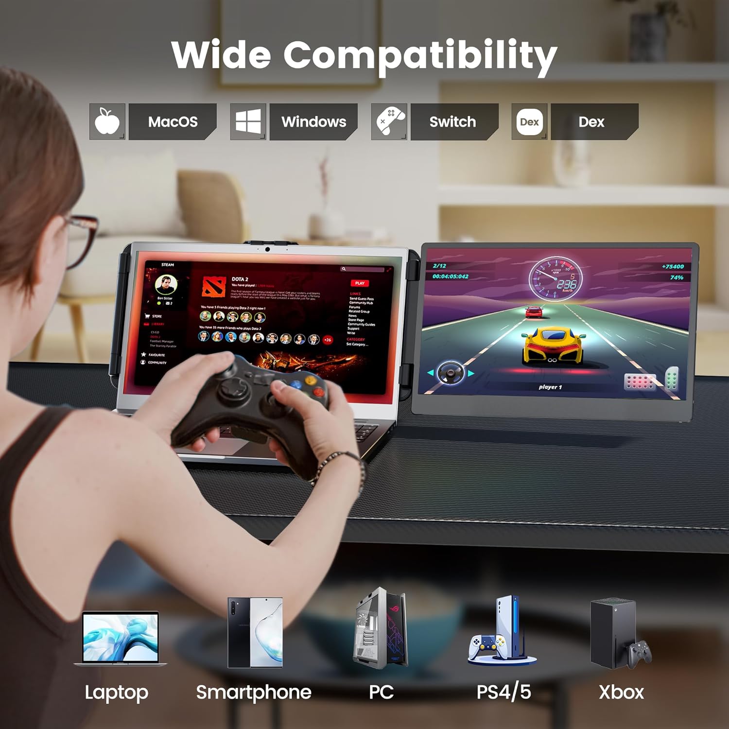 Thumbnail 4 de domyfan 14" Laptop Monitor Extender FHD 1080P