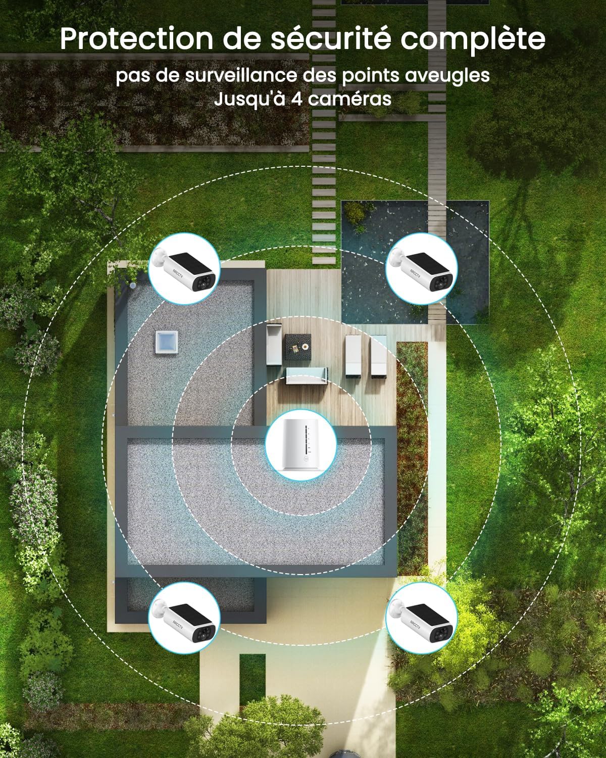 Detalle de ARCCTV C3-bewakingscameraset voor buiten, op zonne-energie, 2K/4MP