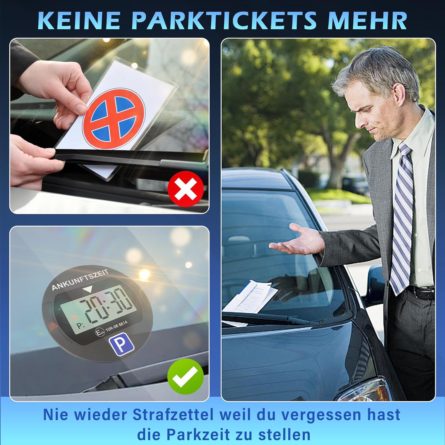 Thumbnail 6 de Warmfay® elektronische Parkscheibe mit KBA-Zulassung, 2 Displays & Nachtparkmodus