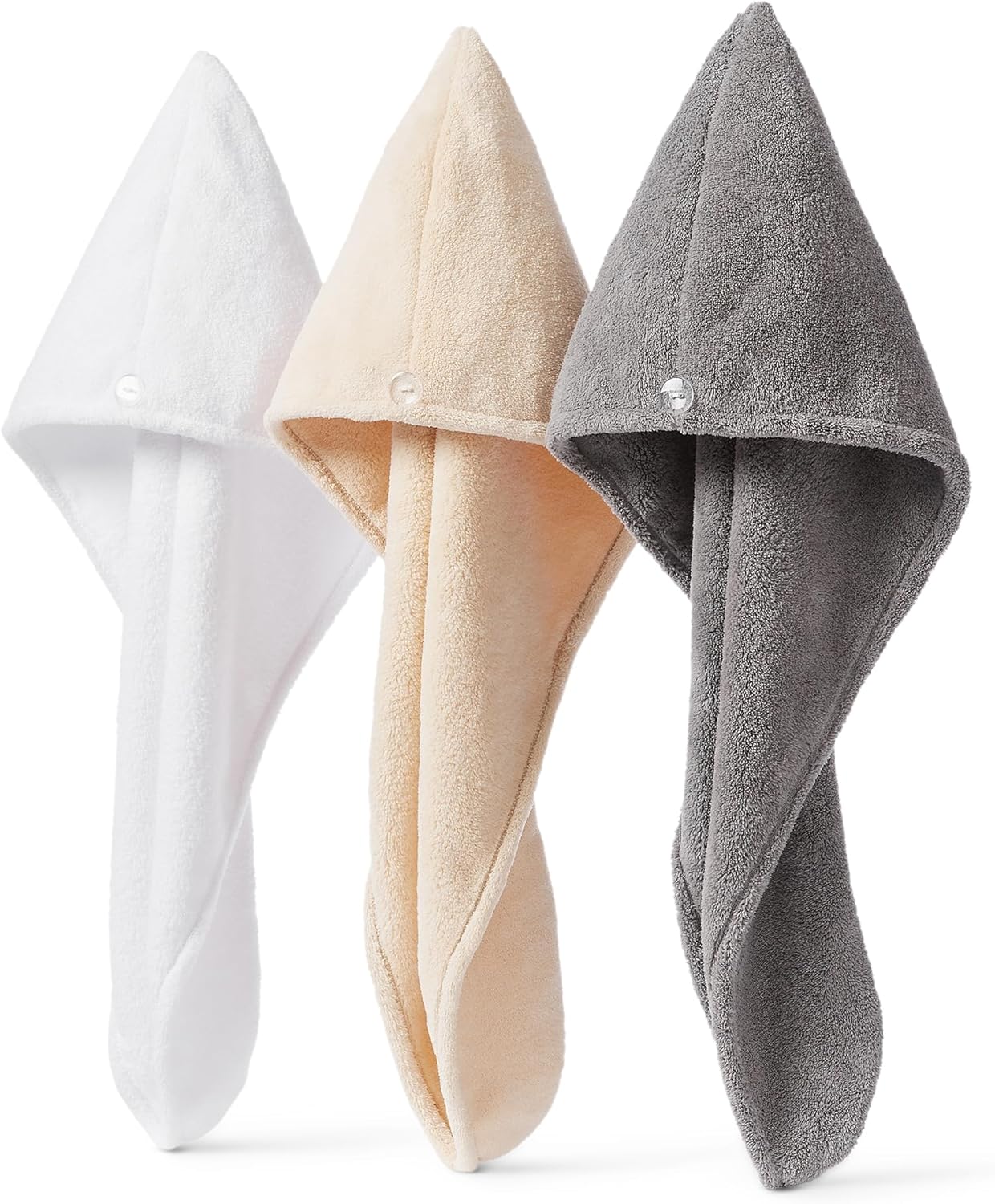 Thumbnail 6 de Amazon Basics Cuffia Turbante per Capelli in Microfibra – 2 pz (Grigio/Rosa), asciugatura rapida