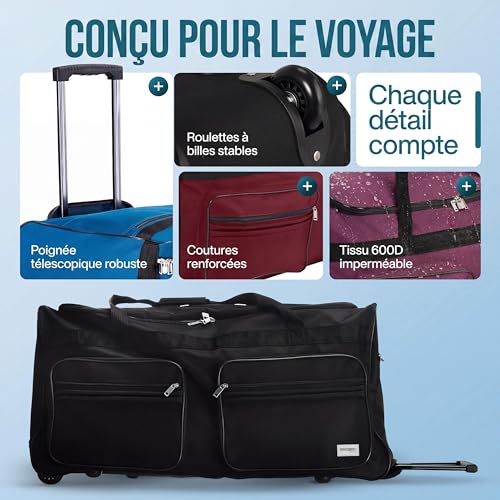 Detalle de Monzana Sac de Voyage XXL Rouge à Roulettes – 160 L