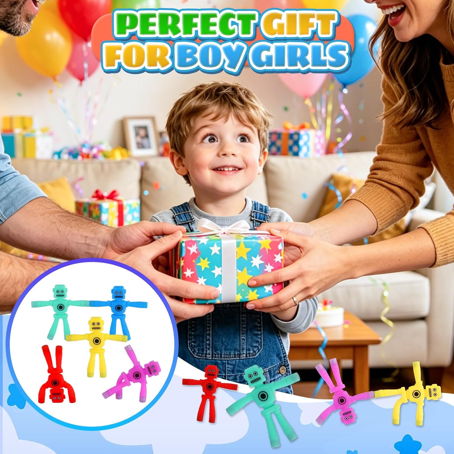 Detalle de Travel Magnetic Fidget Toys: 5‑Piece Magnetic Robot Men for Kids Aged 3–8 (Multi-Purpose, Whiteboard & Fridge Magnets)