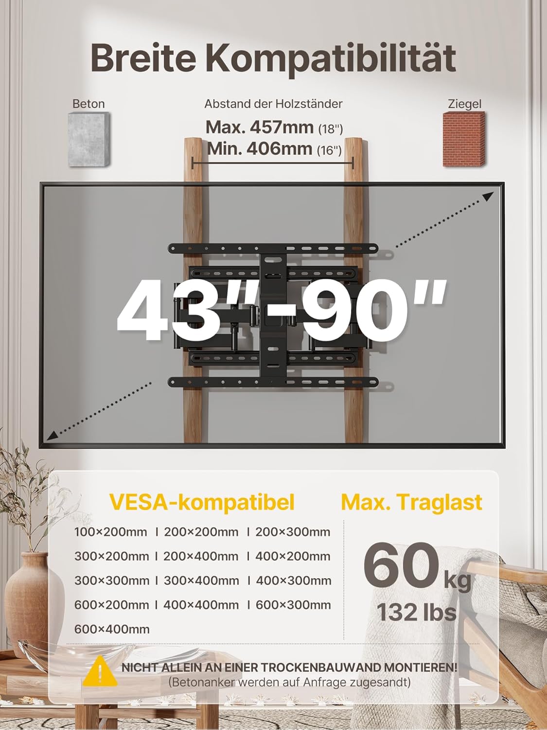Thumbnail 1 de monTEK Ultra Slim TV Wandhalterung 43-90 Zoll