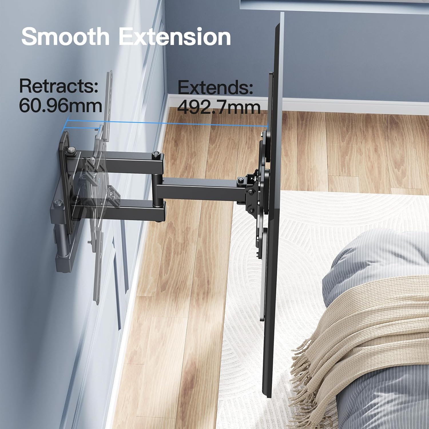 Thumbnail 3 de PERLESMITH TV Wall Bracket for 26–60 inch TVs with Swivel, Tilt and Extend – Up to 35kg (Max VESA 400x400mm)