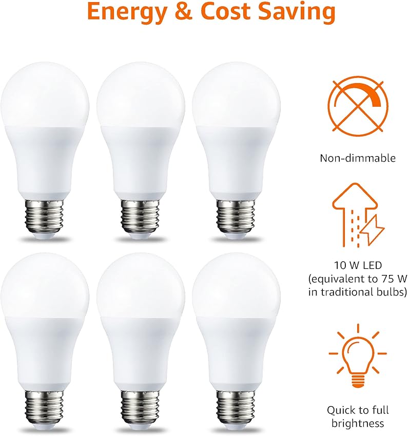 Thumbnail 3 de Amazon Basics Bombilla LED E27 10W, Blanco Frío, Pack de 6
