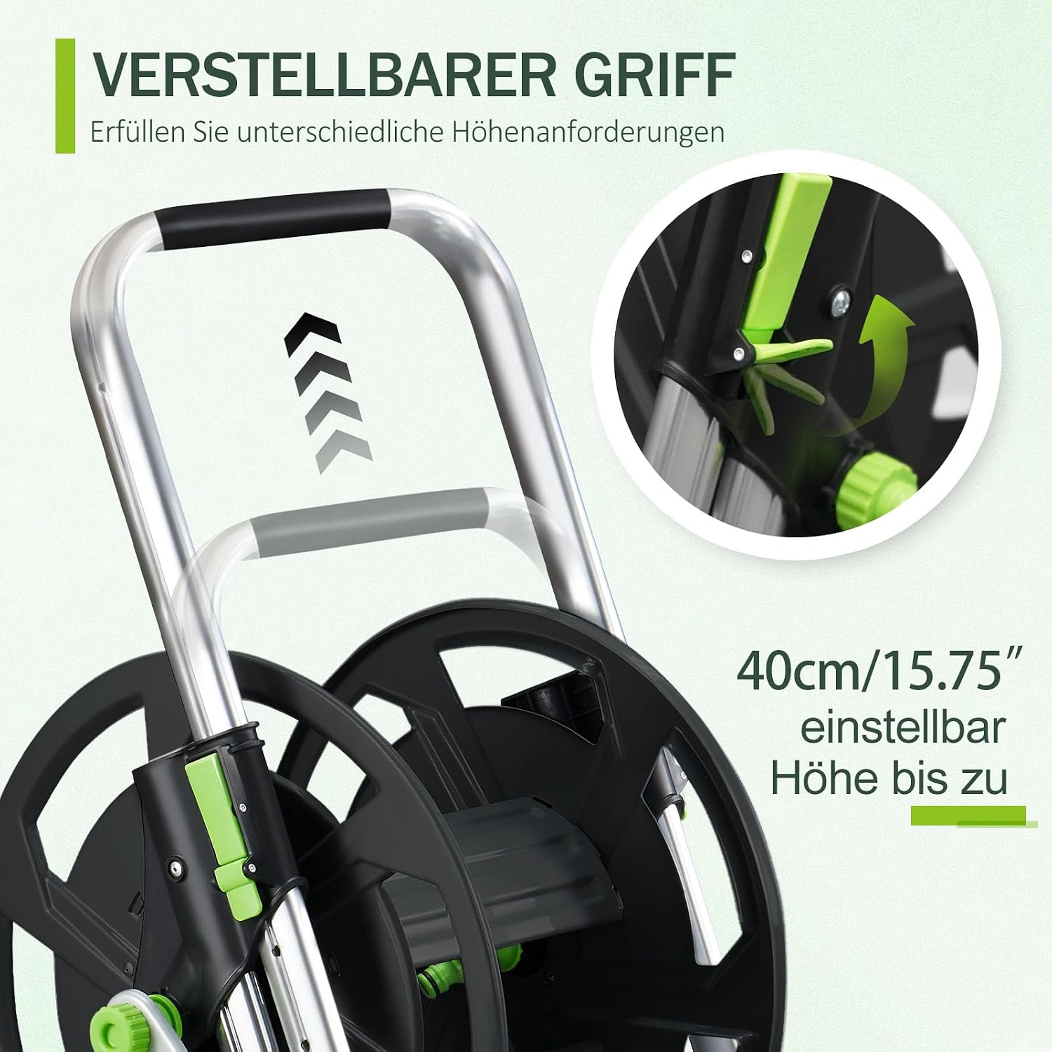 Detalle 2 de YESTAR Schlauchwagen aus Metall für fahrbare Schlauchtrommel bis 60 m (1/2 Zoll)