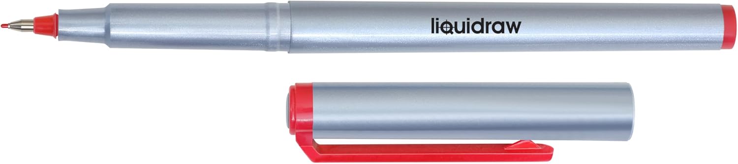 Detalle 2 de Liquidraw レッドファインライナー 10本セット 0.5mm細字・収納ケース付き