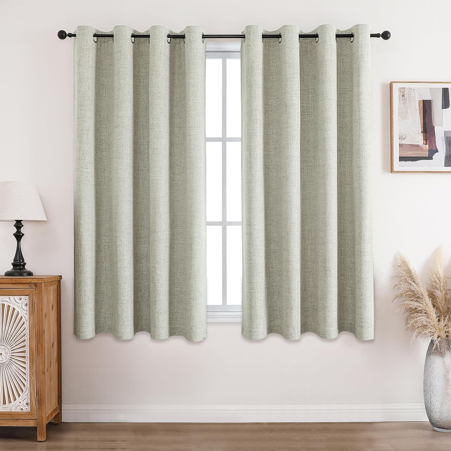 Detalle 2 de CUCRAF 100% blackout curtains (Light Beige) – 72 inch drop, 2 panels, thermal eyelet curtains
