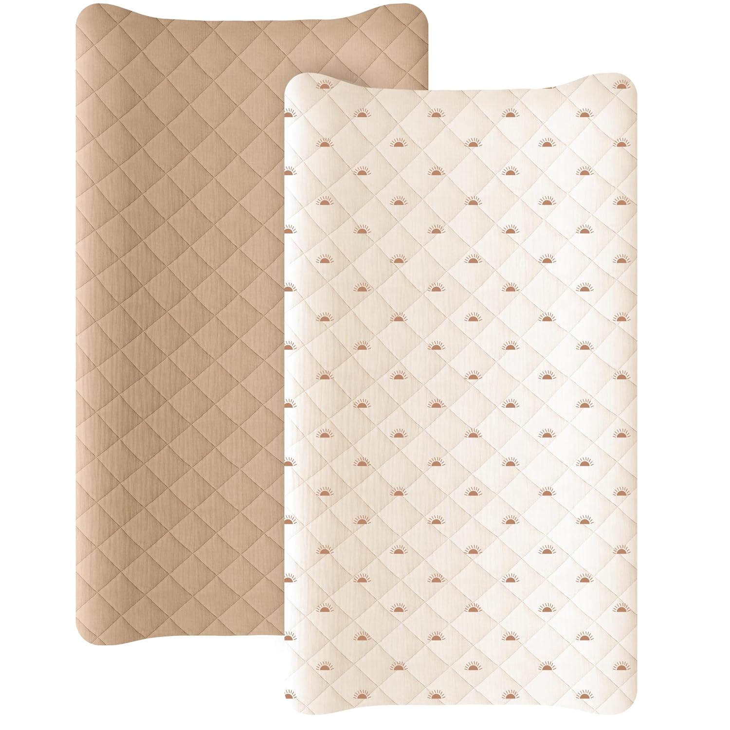 Detalle de Konssy 2-Pack Quilted Muslin Changing Pad Covers, 32" x 16", Waterproof