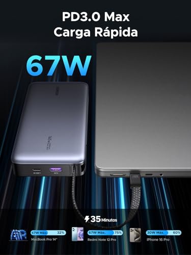Thumbnail 1 de UGREEN Nexode Power Bank 20000mAh 67W con cavo USB‑C integrato