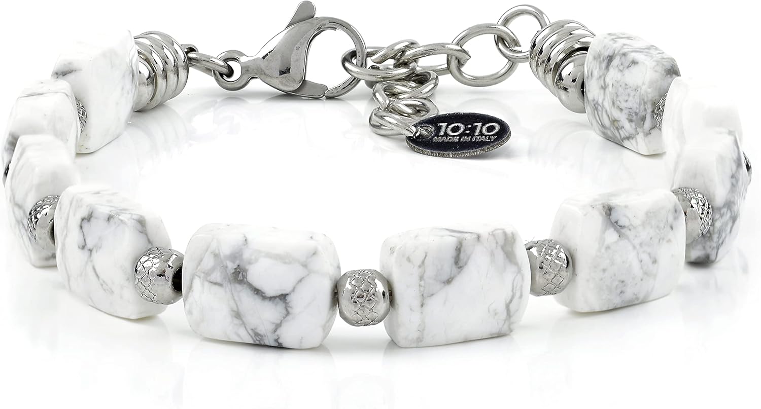 Thumbnail 5 de 10:10 Bracciale uomo donna – Braccialetto in acciaio inox e pietre naturali con nuggets d’agata indiana