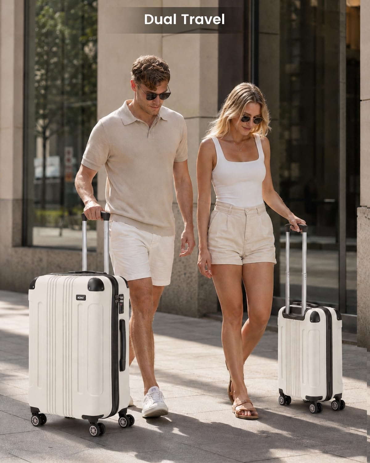Thumbnail 1 de Kono 28 Inch Large Hard Shell Luggage with 4 Spinner Wheels (Beige) – ABS+PC, 105 L