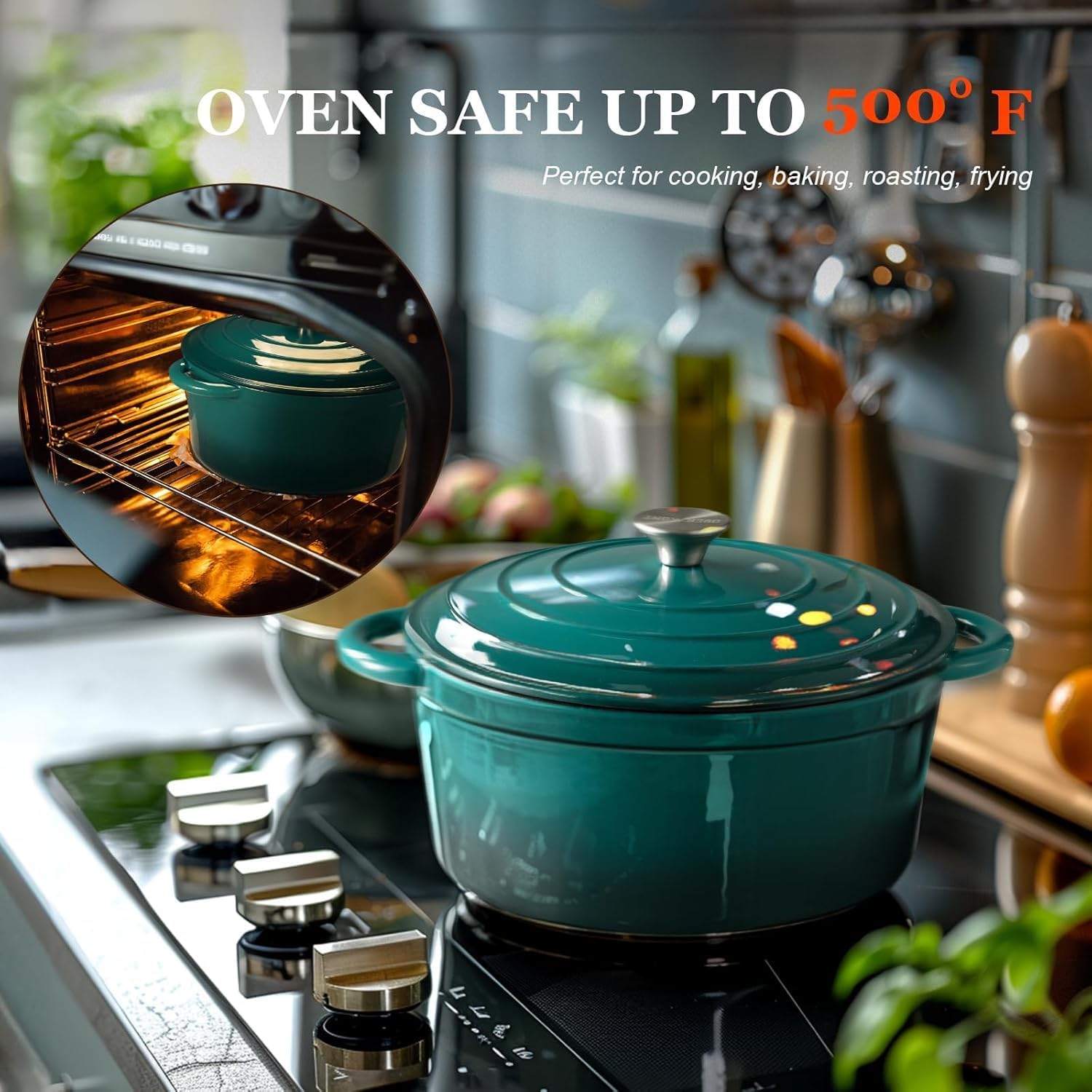 Thumbnail 5 de Overmont 5.5QT Enameled Cast Iron Dutch Oven