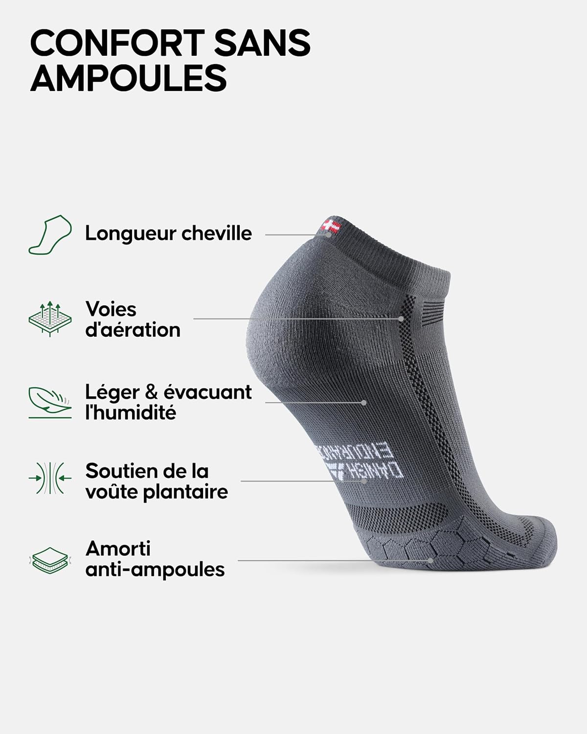 Thumbnail 1 de DANISH ENDURANCE Chaussettes Courtes de Running Longue Distance – 3 Paires