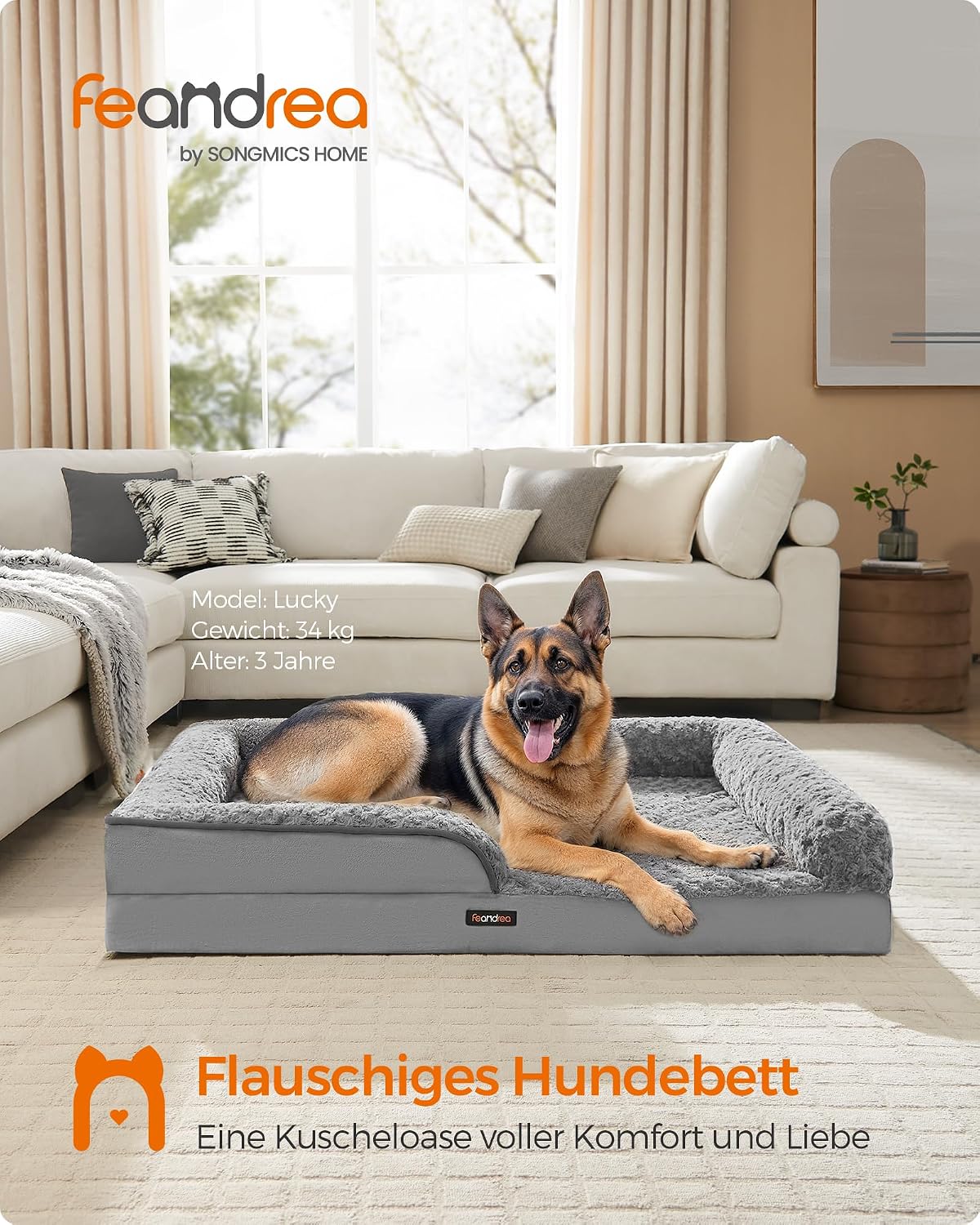 Detalle 2 de Feandrea PGW254G01 orthopädisches Hundebett 122×85×16 cm