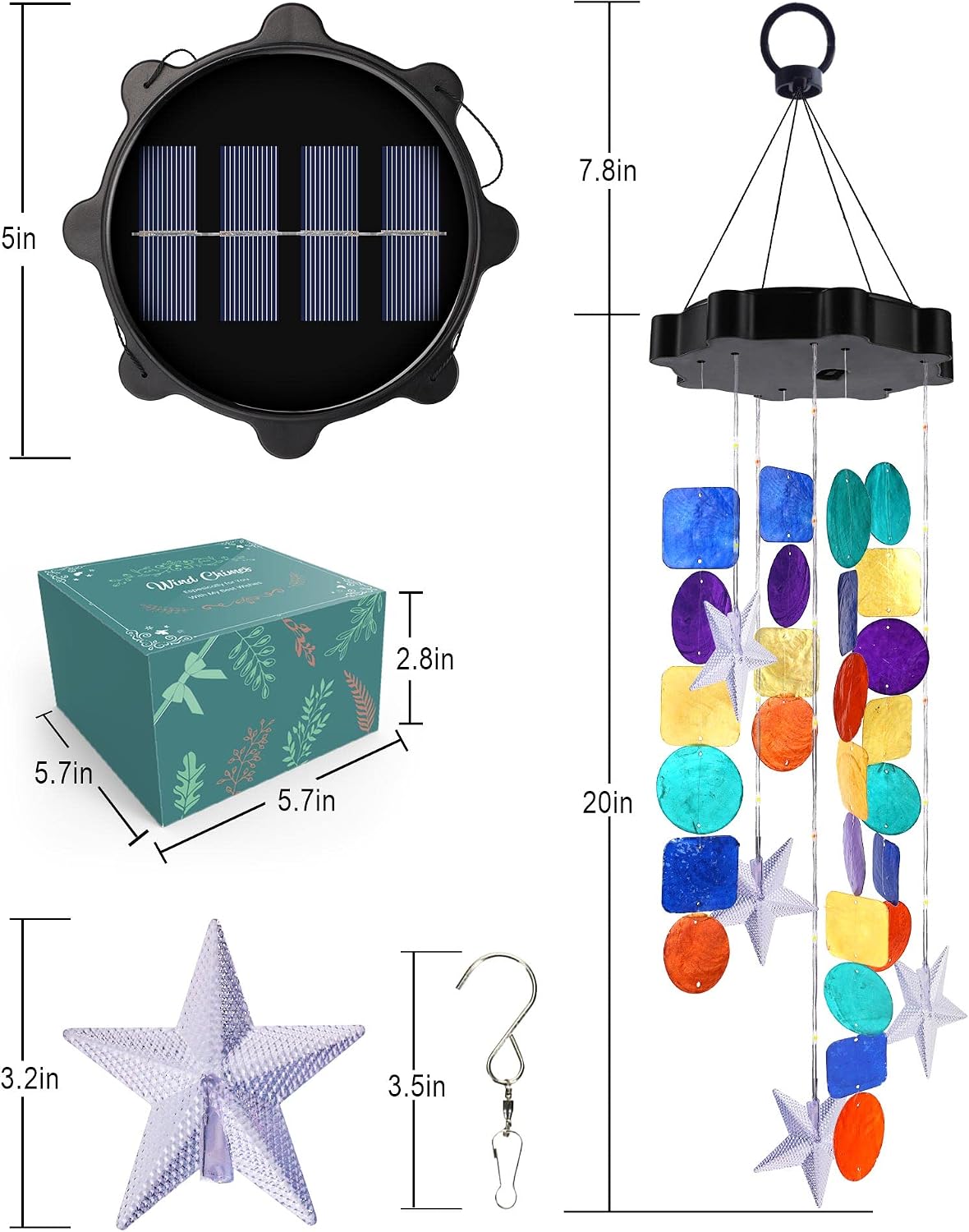 Thumbnail 6 de Toodour Wind Chimes Solar Shell Lights, Multicolor Outdoor Decor