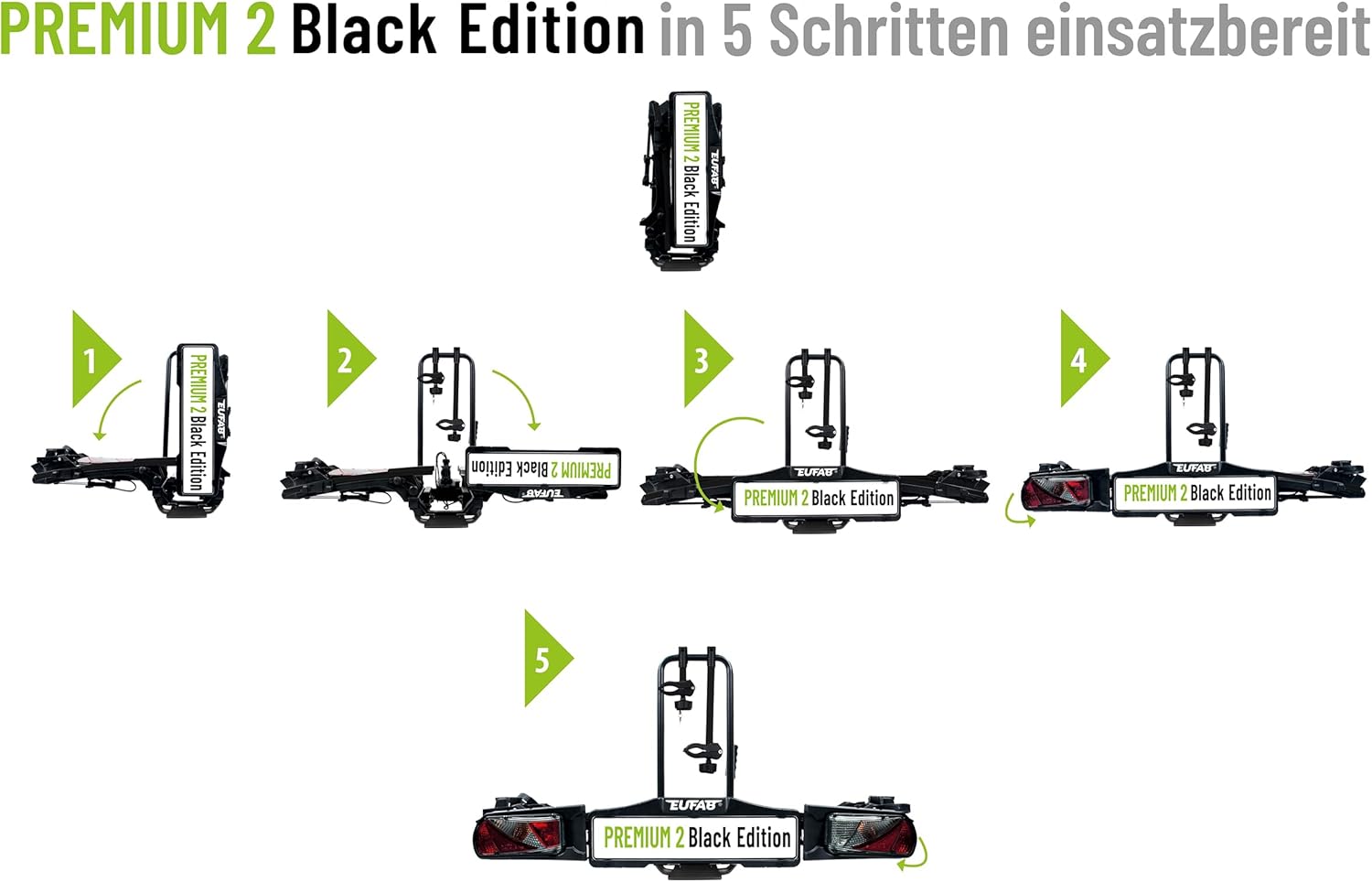 Thumbnail 6 de EUFAB 11648ON Fahrradträger Premium 2 – Black Edition: zuverlässiger Träger für 2 Fahrräder, E-Bike geeignet