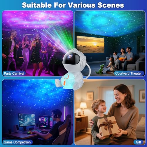Thumbnail 6 de Swoieltr Astronaut Galaxy Projector: Nebula Modes, Star Show and Night Light for Kids and Rooms