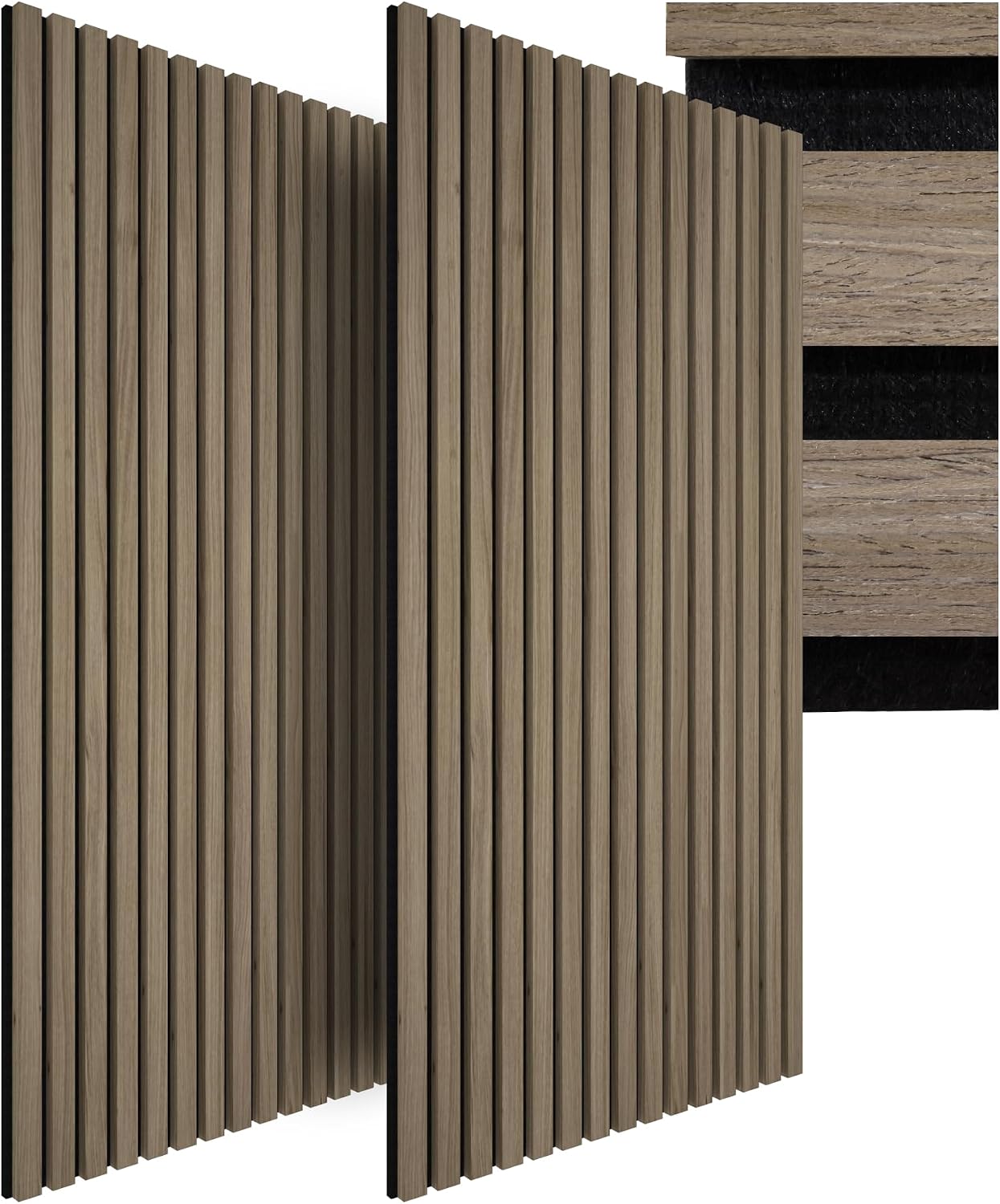 Detalle de tectake Sonic Wall akustikpaneler i mörk ek, 2-pack med äkta träfanér