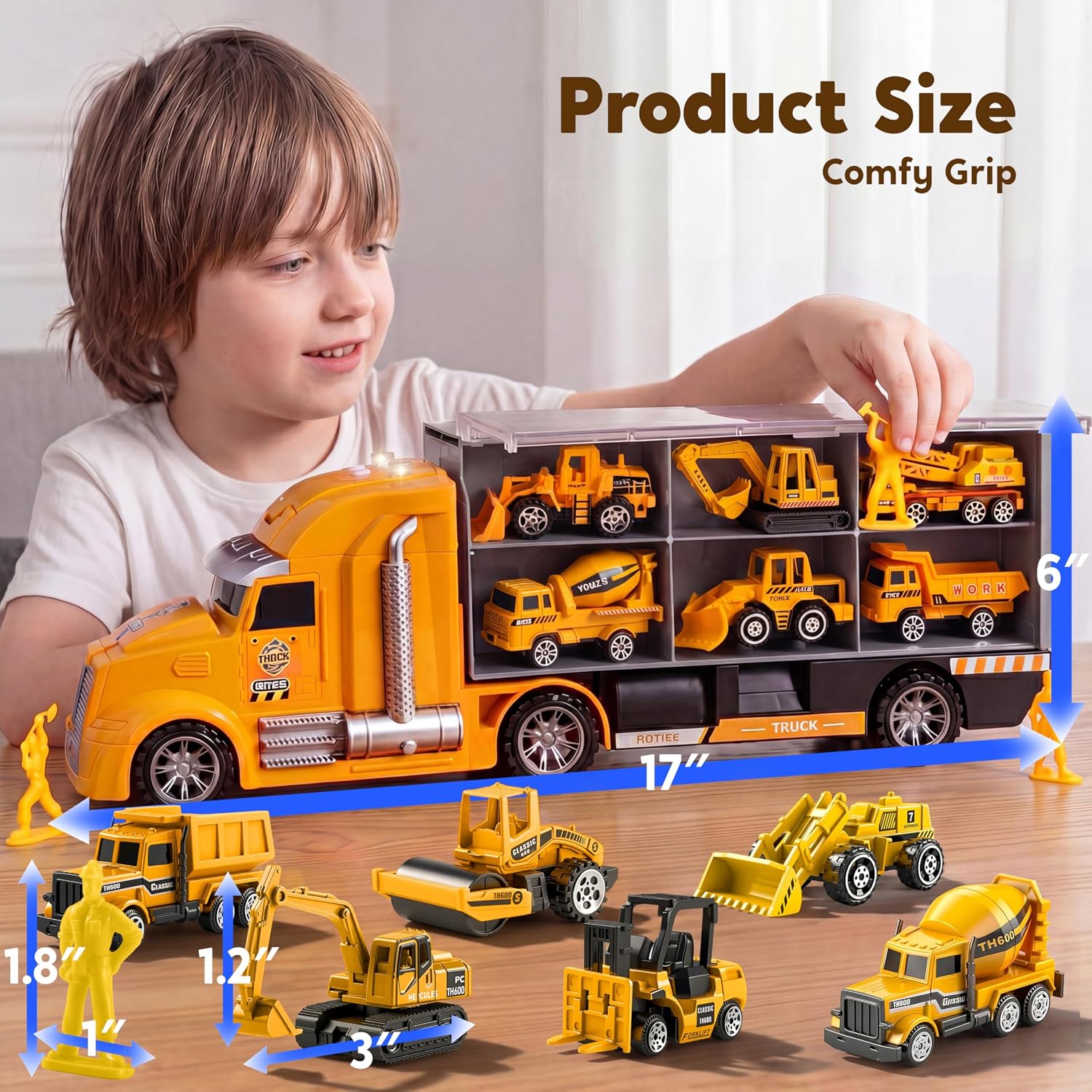 Thumbnail 6 de JOYIN 25 in 1 Construction Truck Vehicle Toy Set with Sounds & Lights (mini digger, dumper & carrier truck)