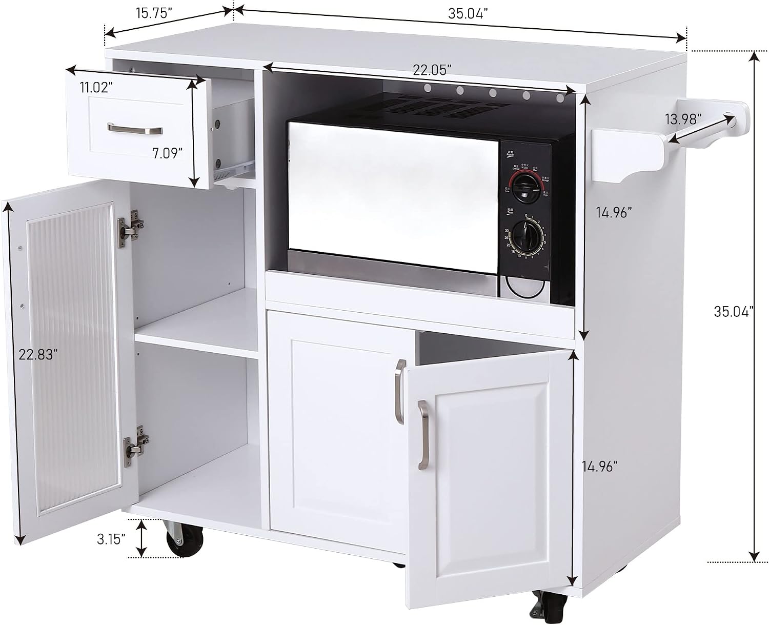 Thumbnail 6 de PHI VILLA Microwave Stand Cart MDF