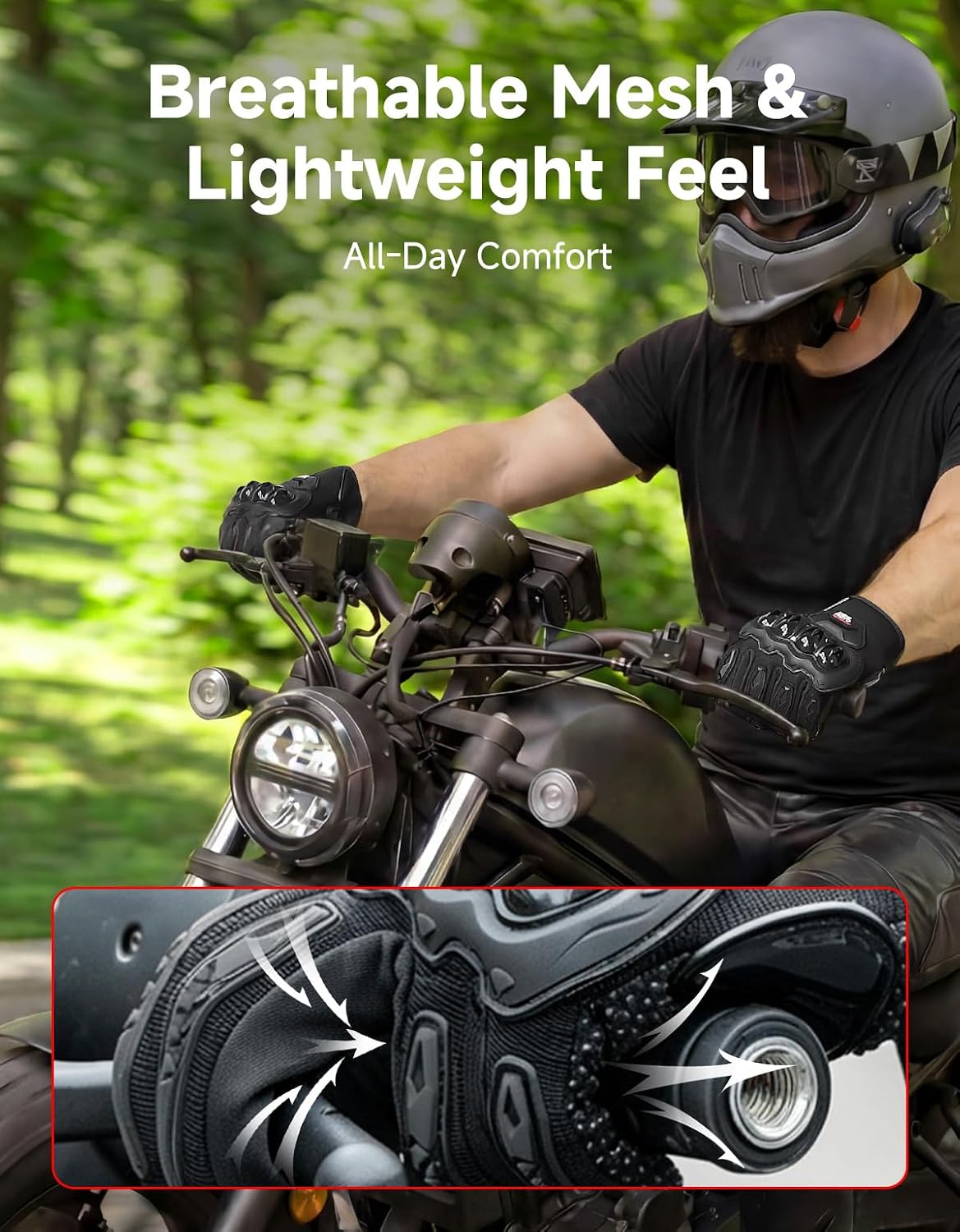 Detalle 2 de KEMIMOTO Motorcycle Gloves, XX-Large, Touchscreen, Shell Protection