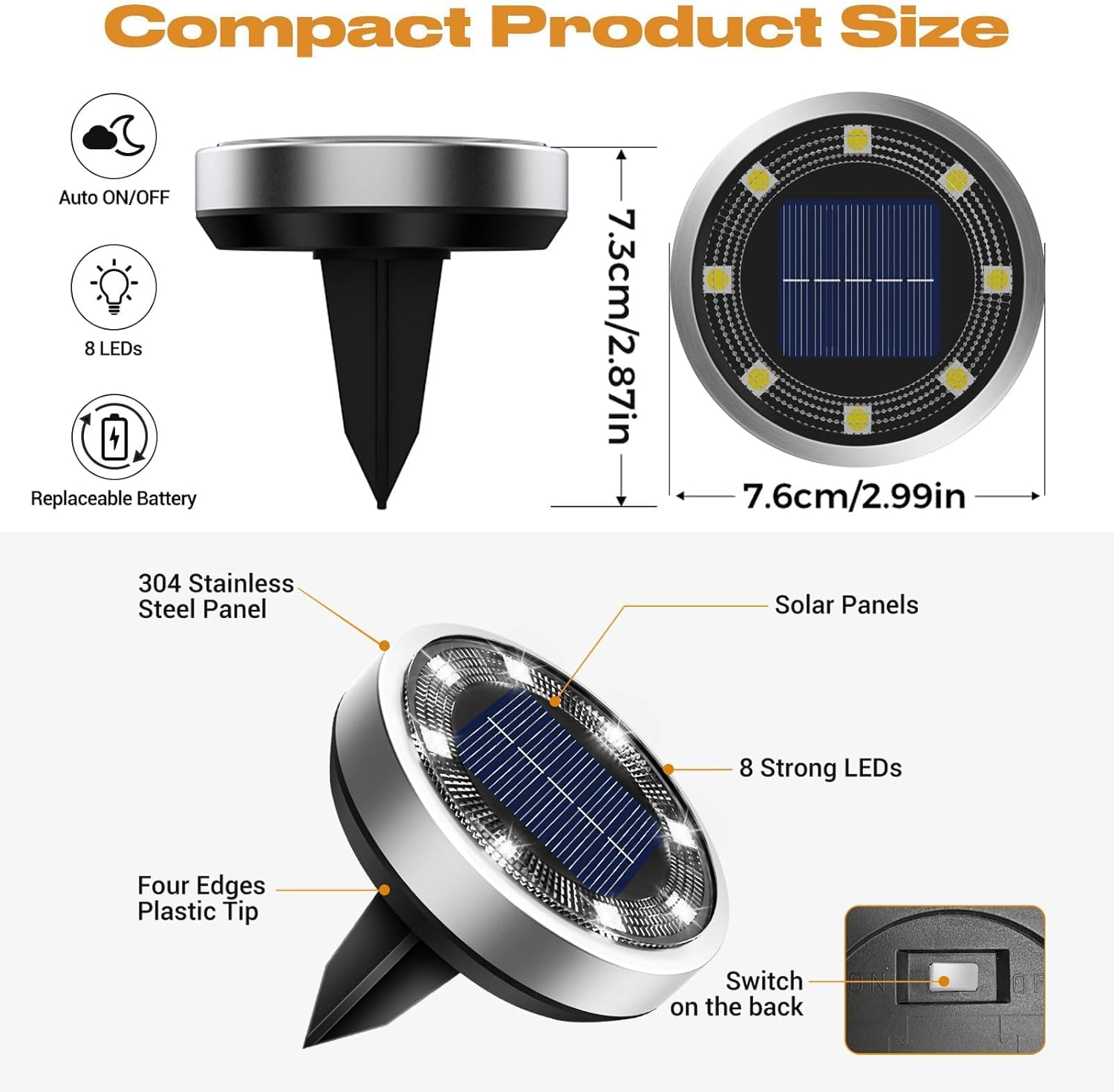 Thumbnail 4 de Vighep Solar Lights Outdoor Garden – 12 Pack Super Bright LED Disk Path Lights