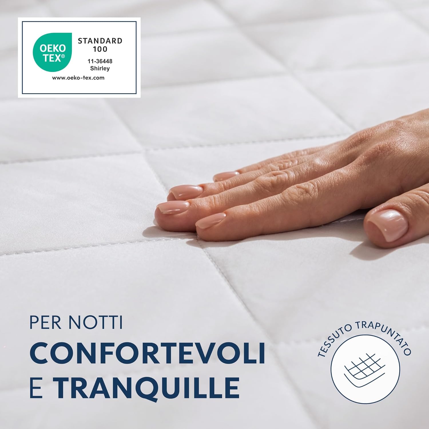 Thumbnail 1 de Coprimaterasso matrimoniale 180x200 trapuntato Dreamzie, altezza fino a 40 cm con elastico tutto intorno (Oeko-Tex e traspirante)