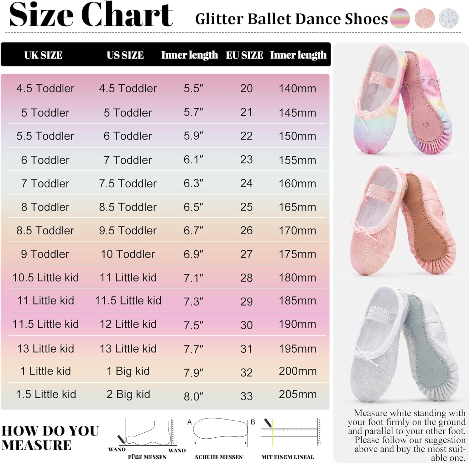 Thumbnail 5 de Glitter Ballet Shoes for Girls: Leather Full-Sole Dance Flats