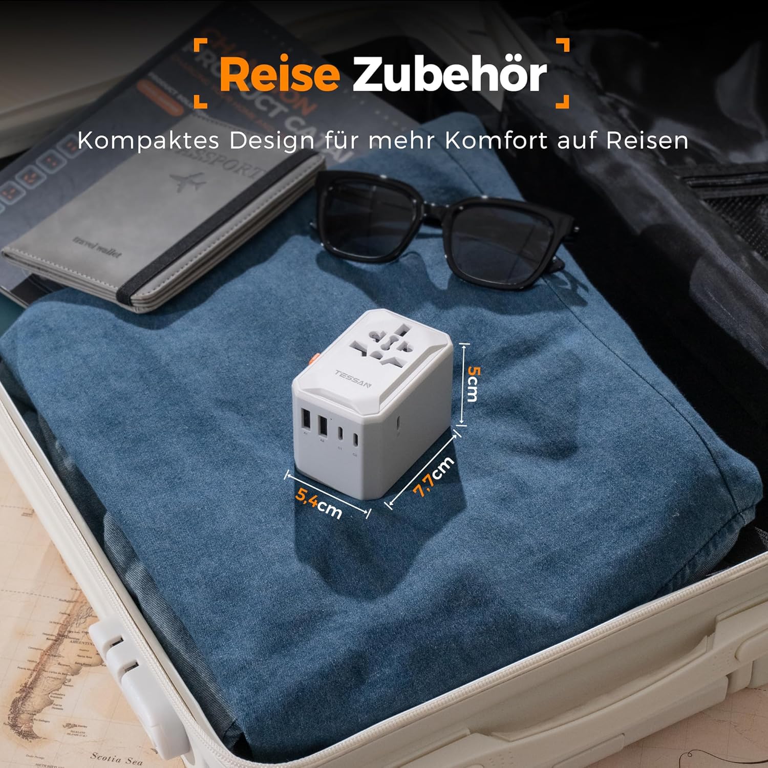Thumbnail 5 de TESSAN Reiseadapter 2500W mit 3 USB‑C und 2 USB‑A 🔌