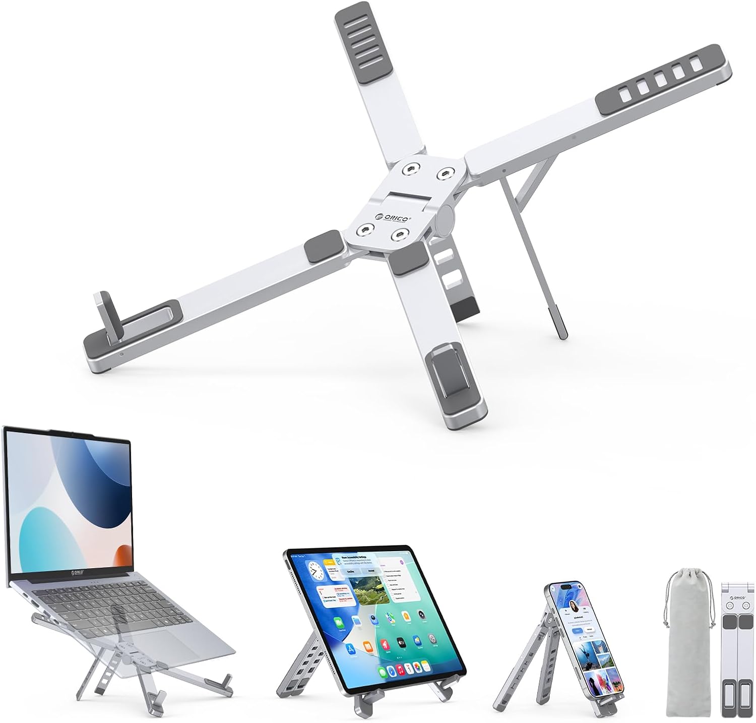 Detalle de ORICO PN1 Portable Laptop Stand: Ultra-Compact 3‑in‑1 Riser for Travel and Desk