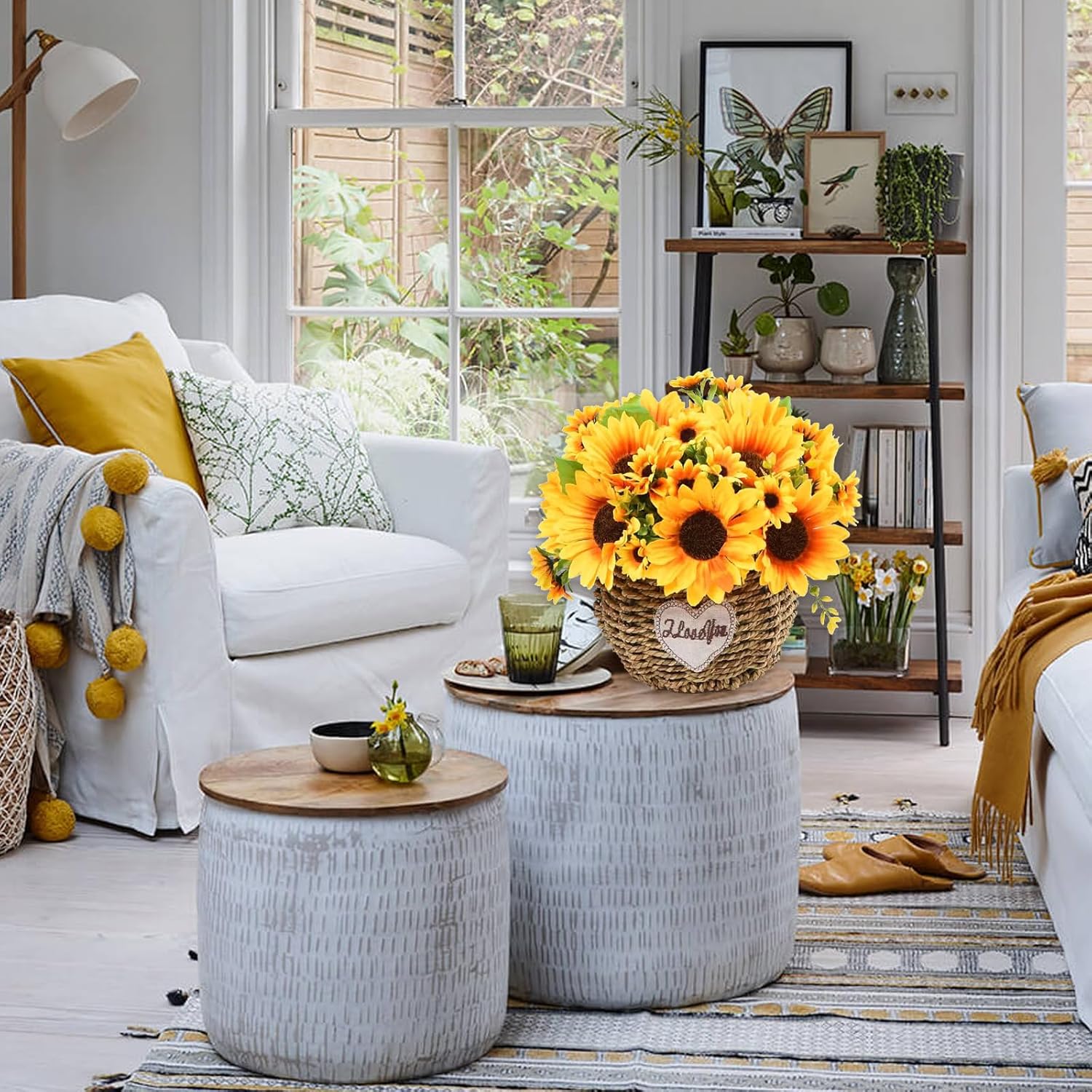 Thumbnail 2 de Luabue 6er Set Kunstblumen Sonnenblumen (32 cm) für Vase & Tischdeko